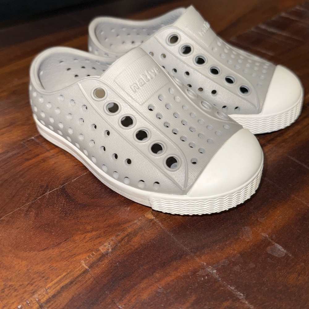 Native Gray and White Water Shoes Slip-On
